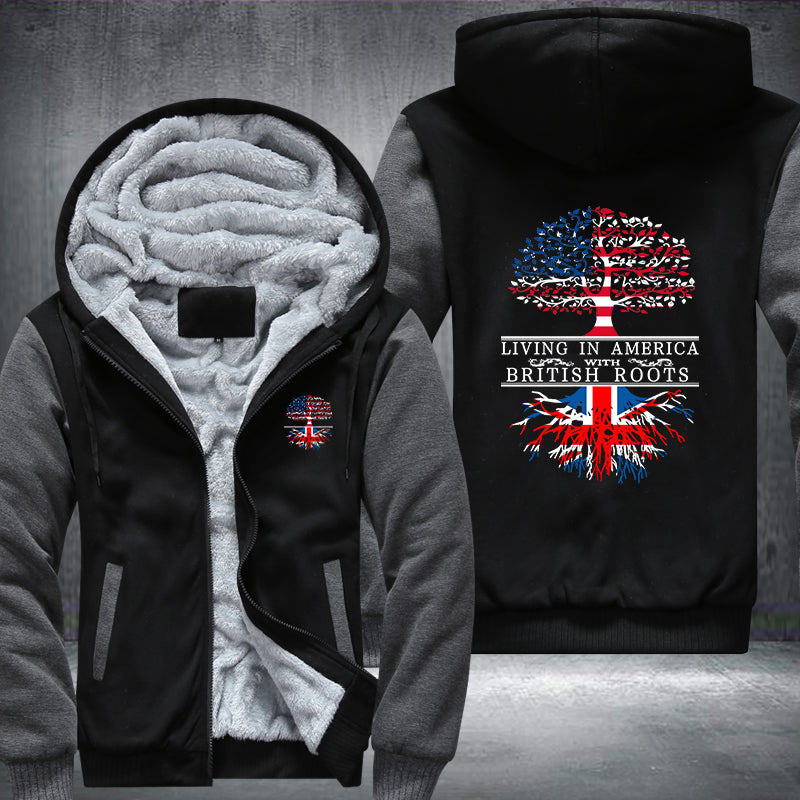 Living in America with British Roots Fleece Hoodies Jacket