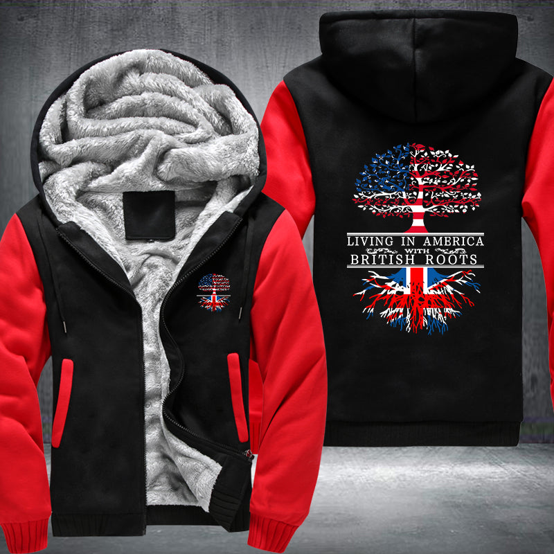 Living in America with British Roots Fleece Hoodies Jacket
