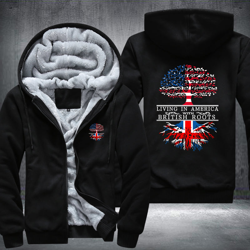 Living in America with British Roots Fleece Hoodies Jacket