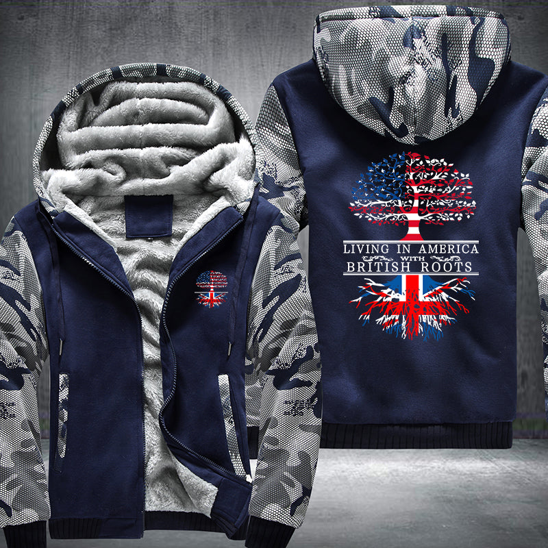 Living in America with British Roots Fleece Hoodies Jacket