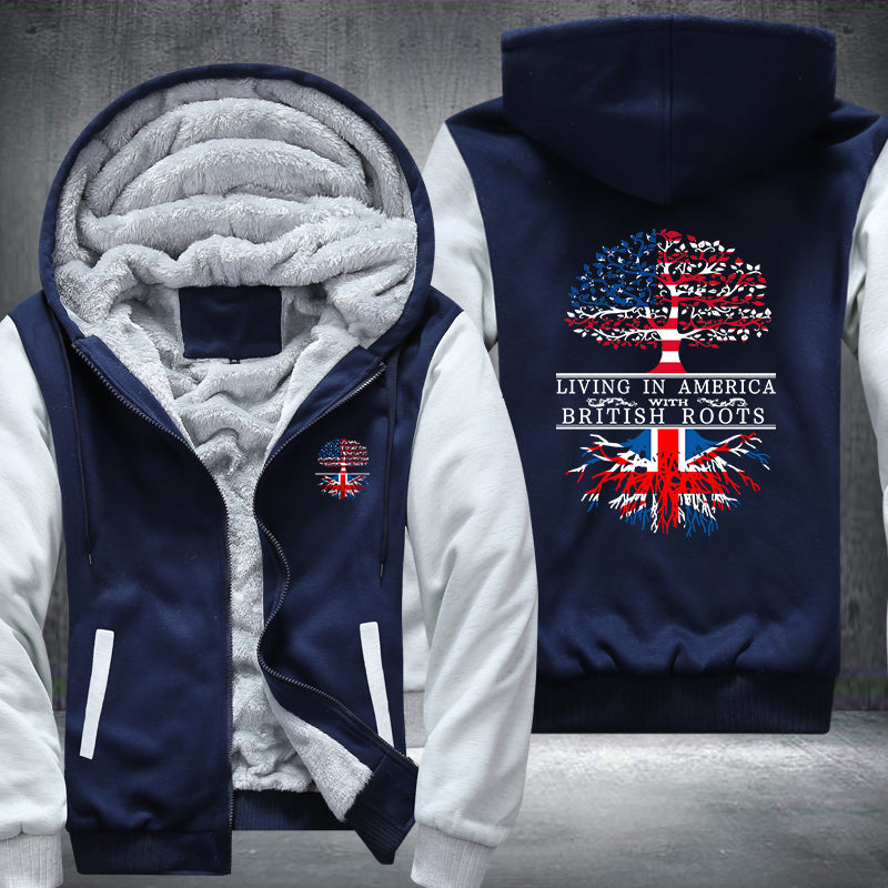 Living in America with British Roots Fleece Hoodies Jacket