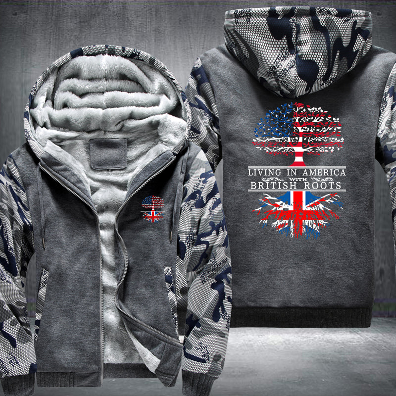 Living in America with British Roots Fleece Hoodies Jacket