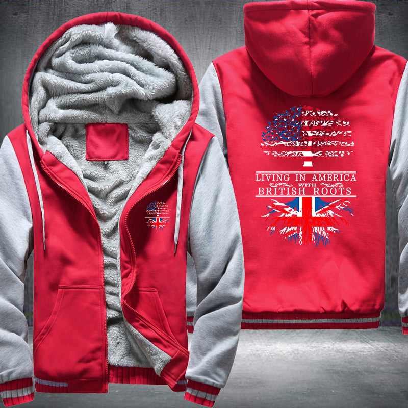 Living in America with British Roots Fleece Hoodies Jacket