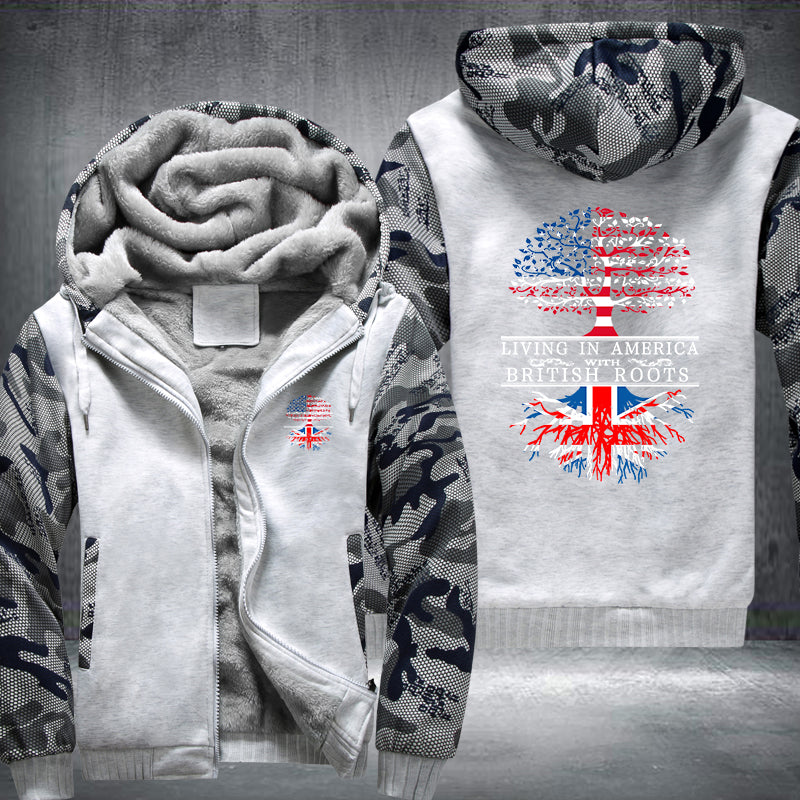 Living in America with British Roots Fleece Hoodies Jacket