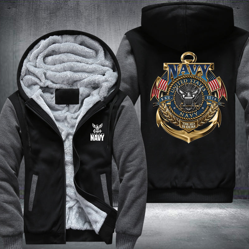 Navy United State Fleece Hoodies Jacket