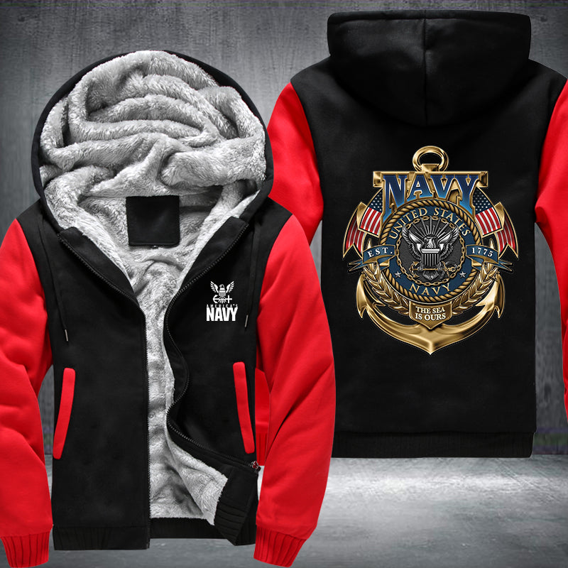 Navy United State Fleece Hoodies Jacket