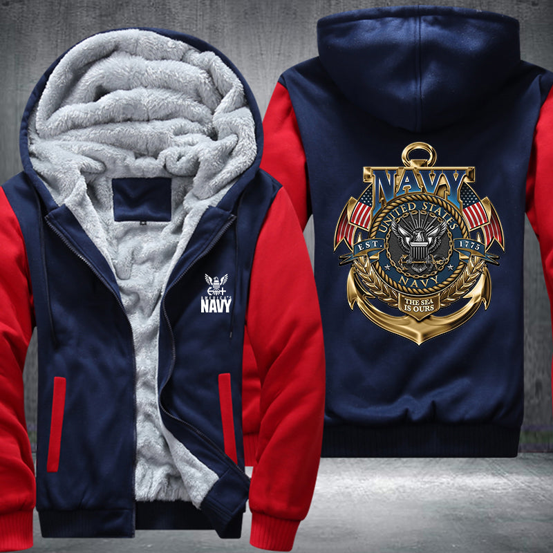 Navy United State Fleece Hoodies Jacket