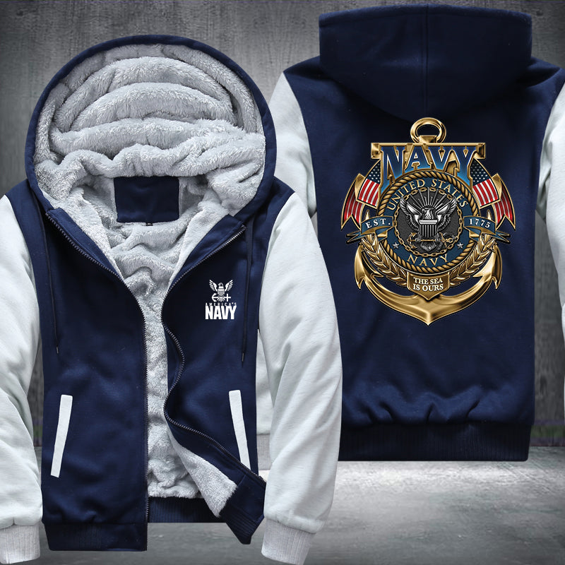Navy United State Fleece Hoodies Jacket