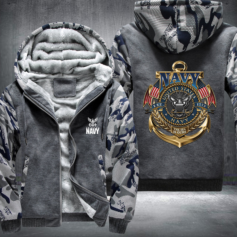 Navy United State Fleece Hoodies Jacket