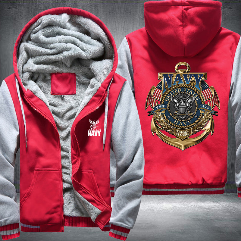 Navy United State Fleece Hoodies Jacket