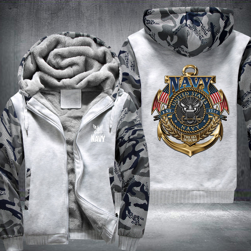 Navy United State Fleece Hoodies Jacket