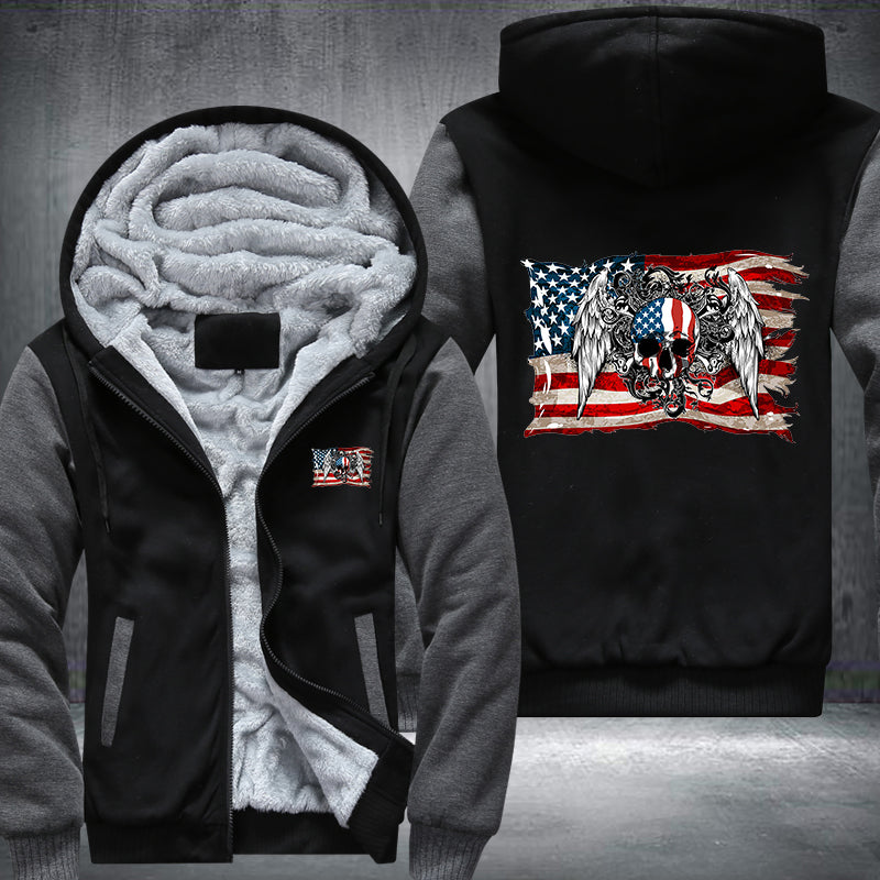 American skull angel Fleece Hoodies Jacket