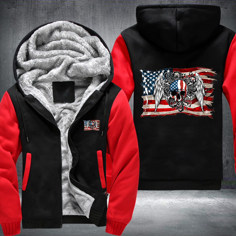 American skull angel Fleece Hoodies Jacket