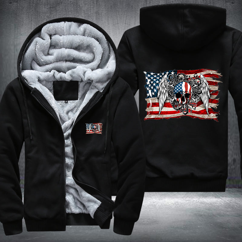 American skull angel Fleece Hoodies Jacket