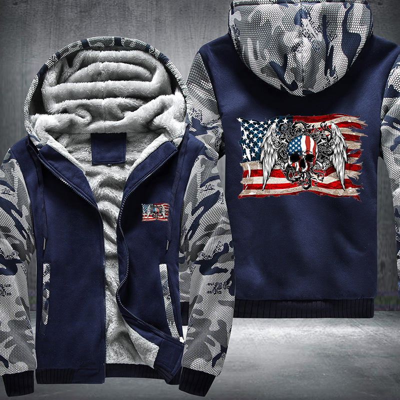 American skull angel Fleece Hoodies Jacket