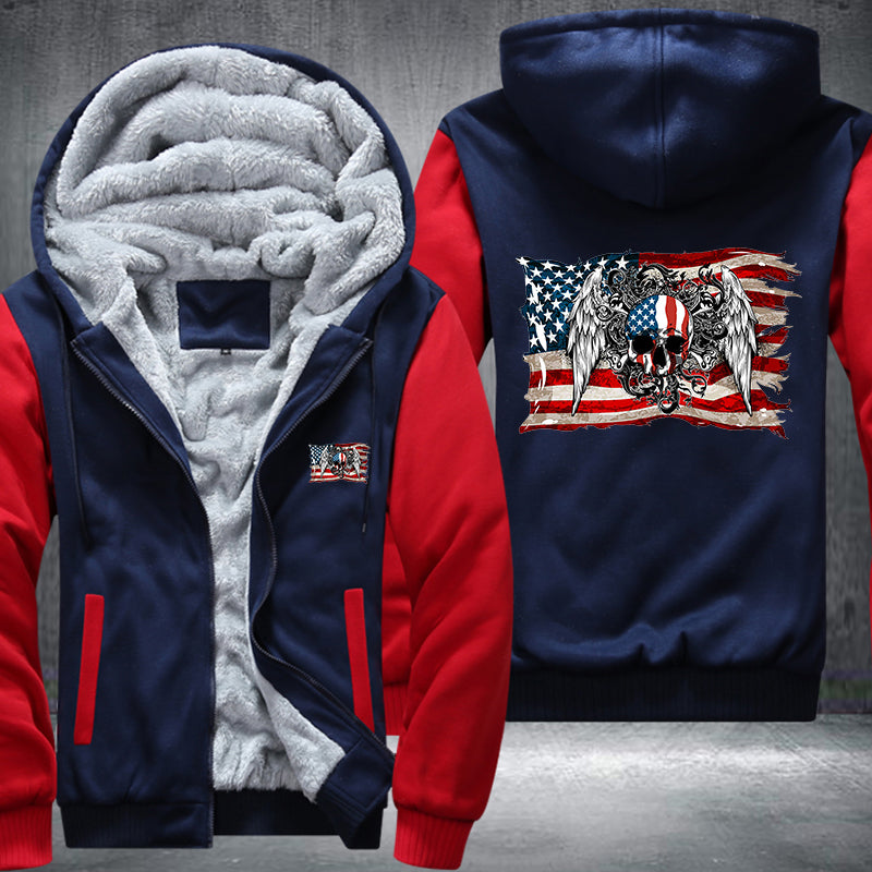 American skull angel Fleece Hoodies Jacket