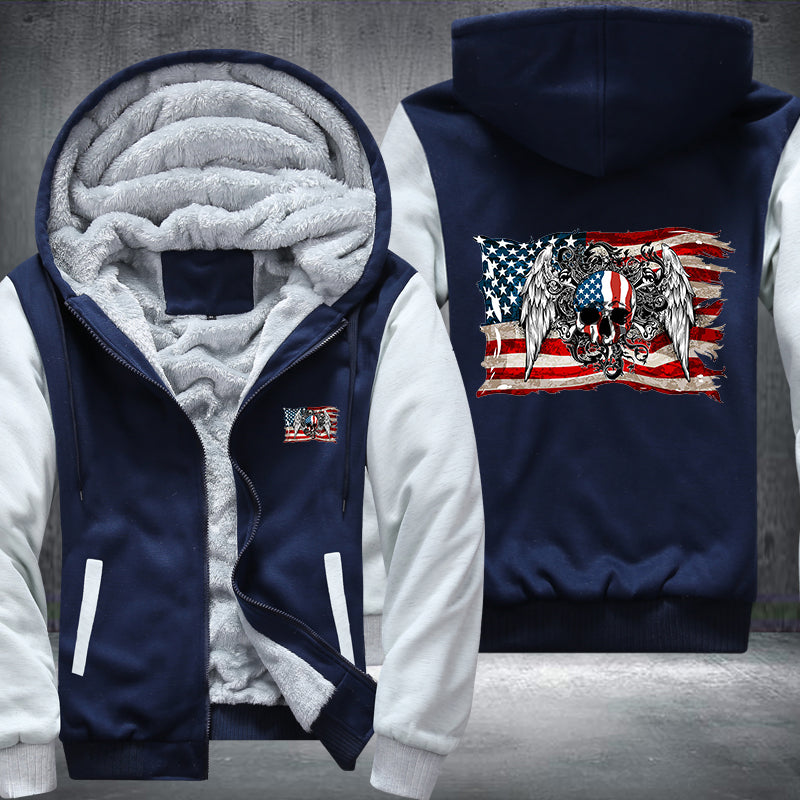 American skull angel Fleece Hoodies Jacket