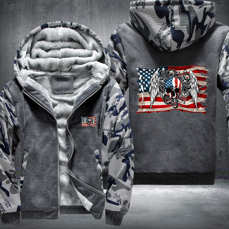 American skull angel Fleece Hoodies Jacket