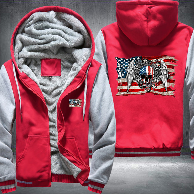 American skull angel Fleece Hoodies Jacket