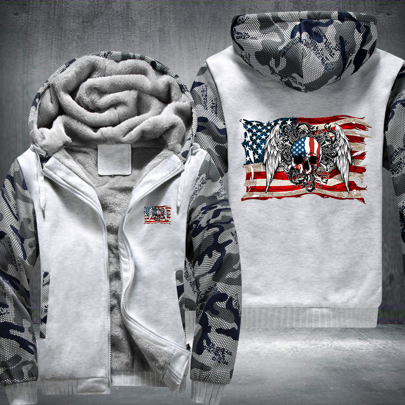 American skull angel Fleece Hoodies Jacket