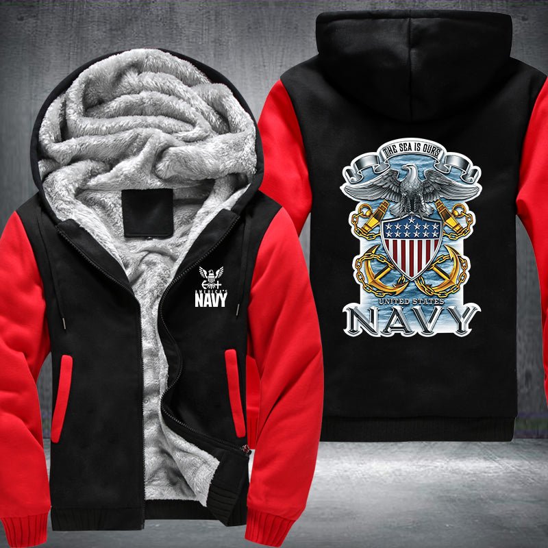 The sea is ours Navy Fleece Hoodies Jacket