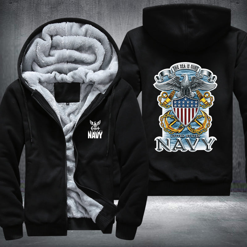 The sea is ours Navy Fleece Hoodies Jacket