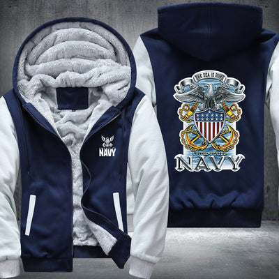 The sea is ours Navy Fleece Hoodies Jacket