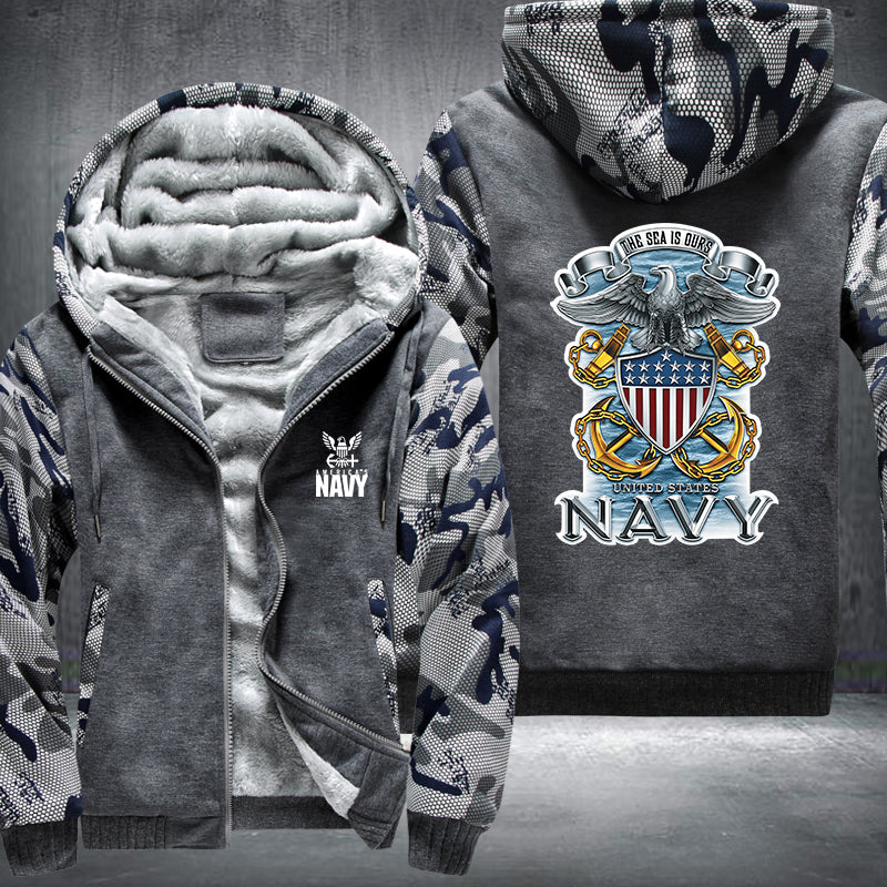 The sea is ours Navy Fleece Hoodies Jacket