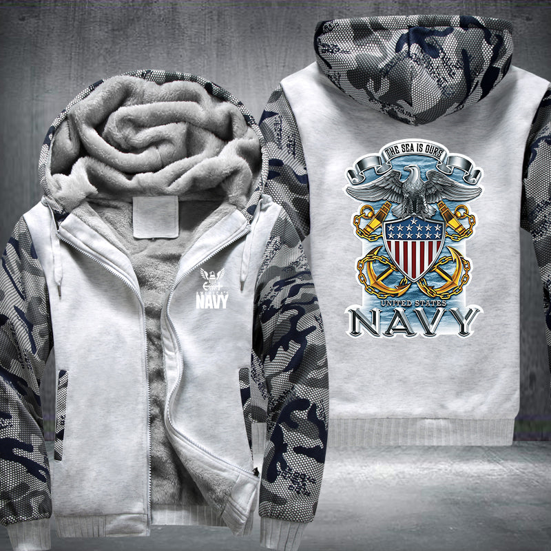 The sea is ours Navy Fleece Hoodies Jacket