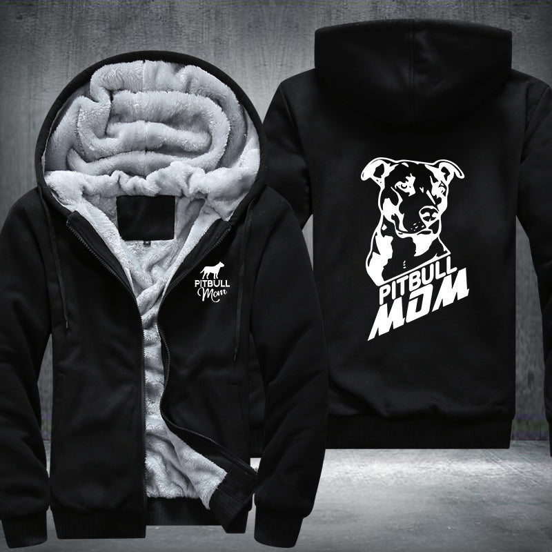 PITBULL MOM Design Fleece Hoodies Jacket