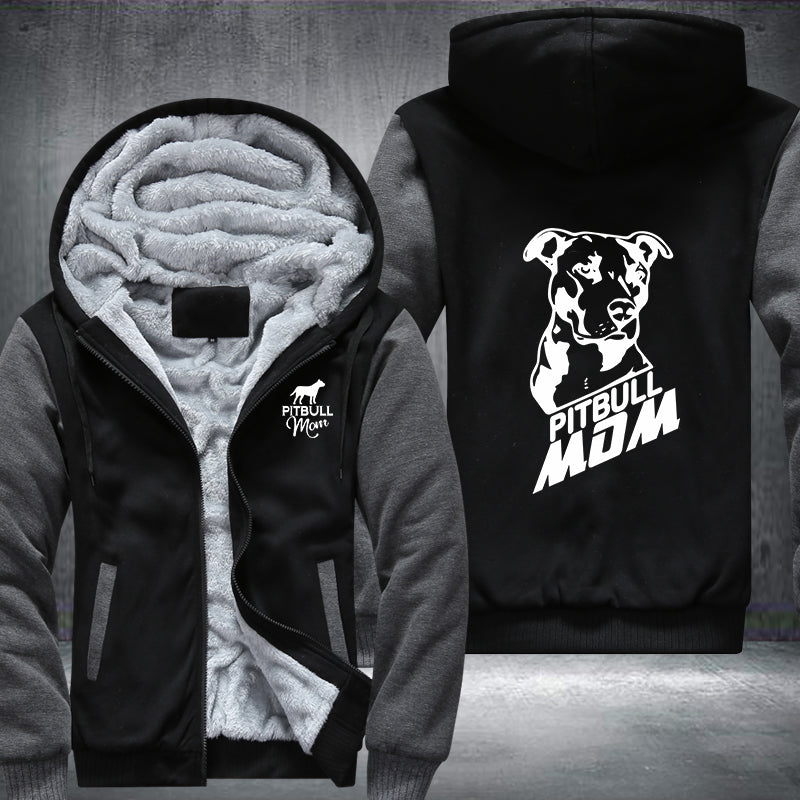 PITBULL MOM Design Fleece Hoodies Jacket