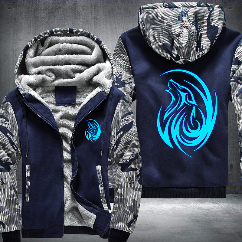 Cool Wolf Roar Luminous Fleece Hoodies Jacket