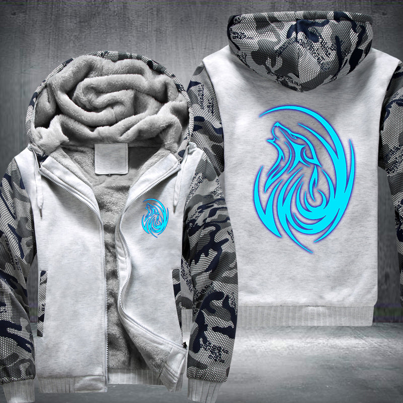Cool Wolf Roar Luminous Fleece Hoodies Jacket