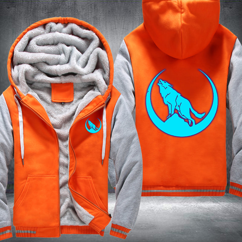 Moon Wolf Roar Luminous Fleece Hoodies Jacket