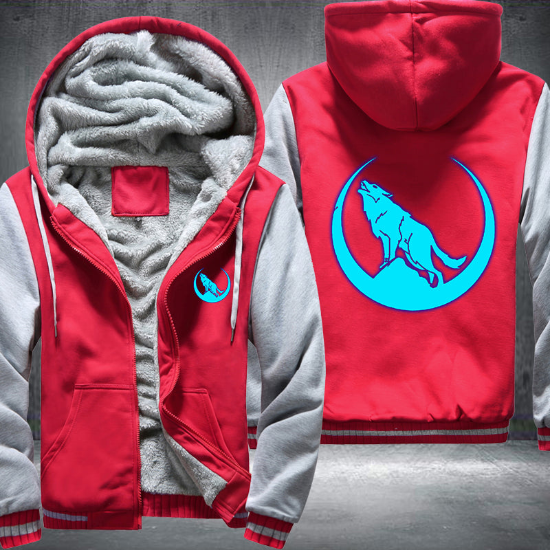 Moon Wolf Roar Luminous Fleece Hoodies Jacket