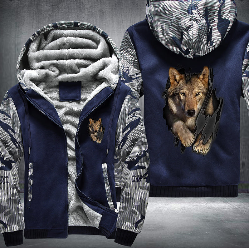 Wolf Straight Fleece Hoodies Jacket