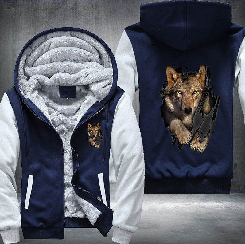 Wolf Straight Fleece Hoodies Jacket