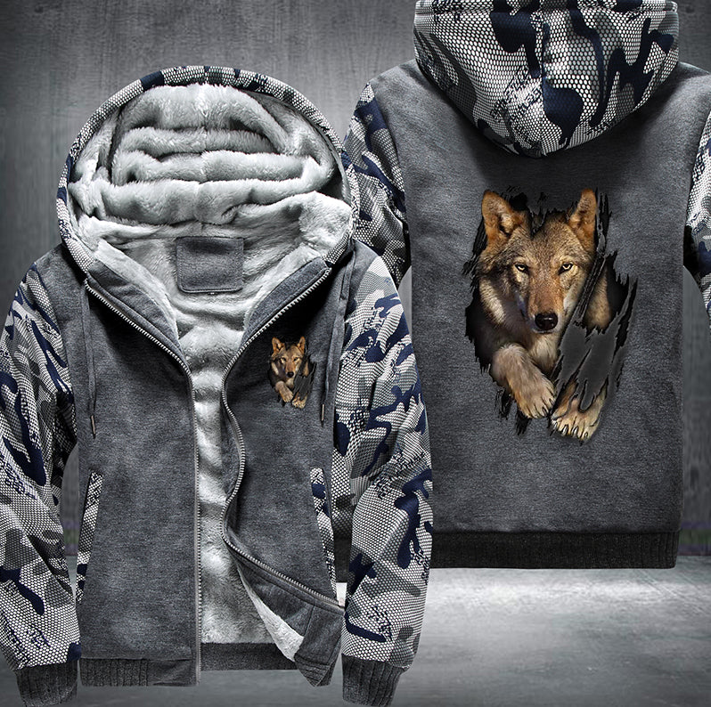 Wolf Straight Fleece Hoodies Jacket