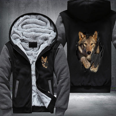 Wolf Straight Fleece Hoodies Jacket