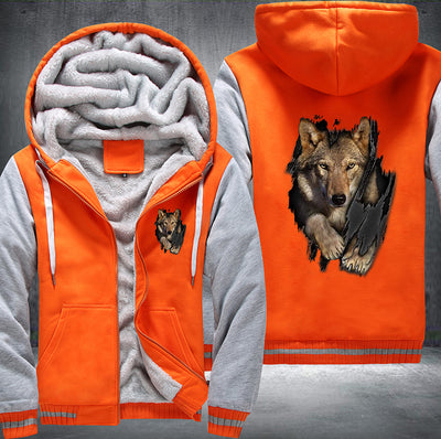 Wolf Straight Fleece Hoodies Jacket