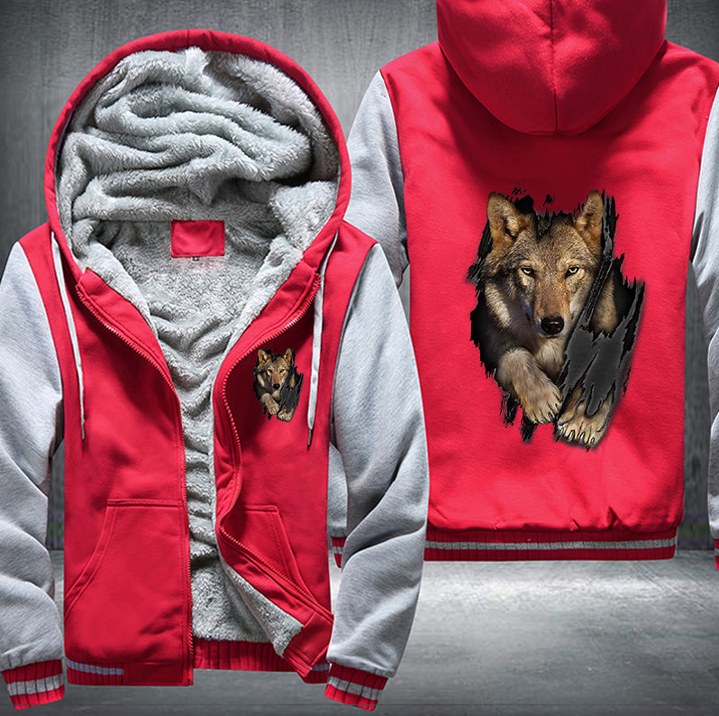 Wolf Straight Fleece Hoodies Jacket