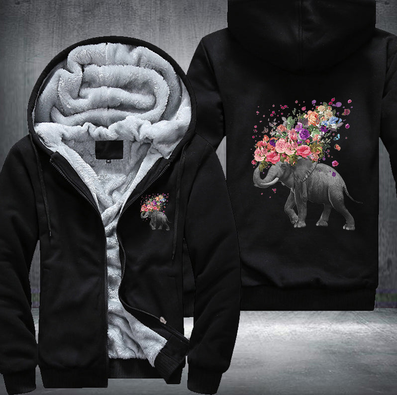 Indian elephant Flower Fleece Hoodies Jacket
