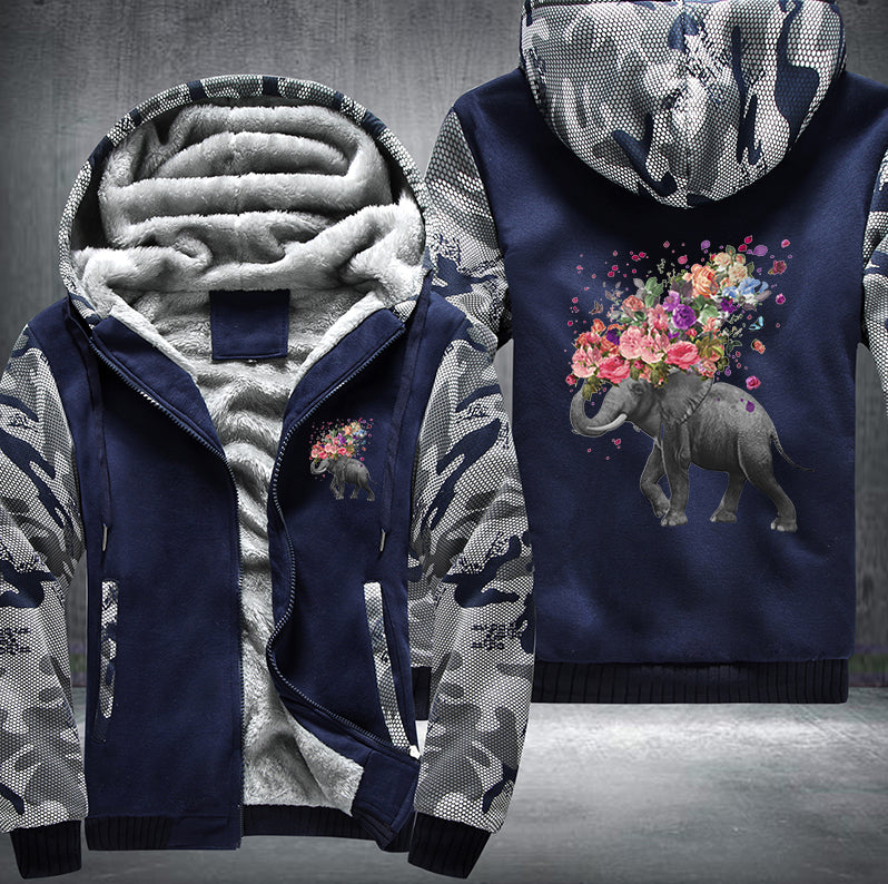 Indian elephant Flower Fleece Hoodies Jacket