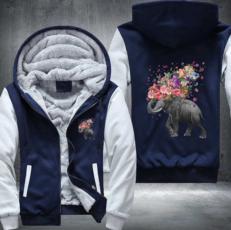 Indian elephant Flower Fleece Hoodies Jacket