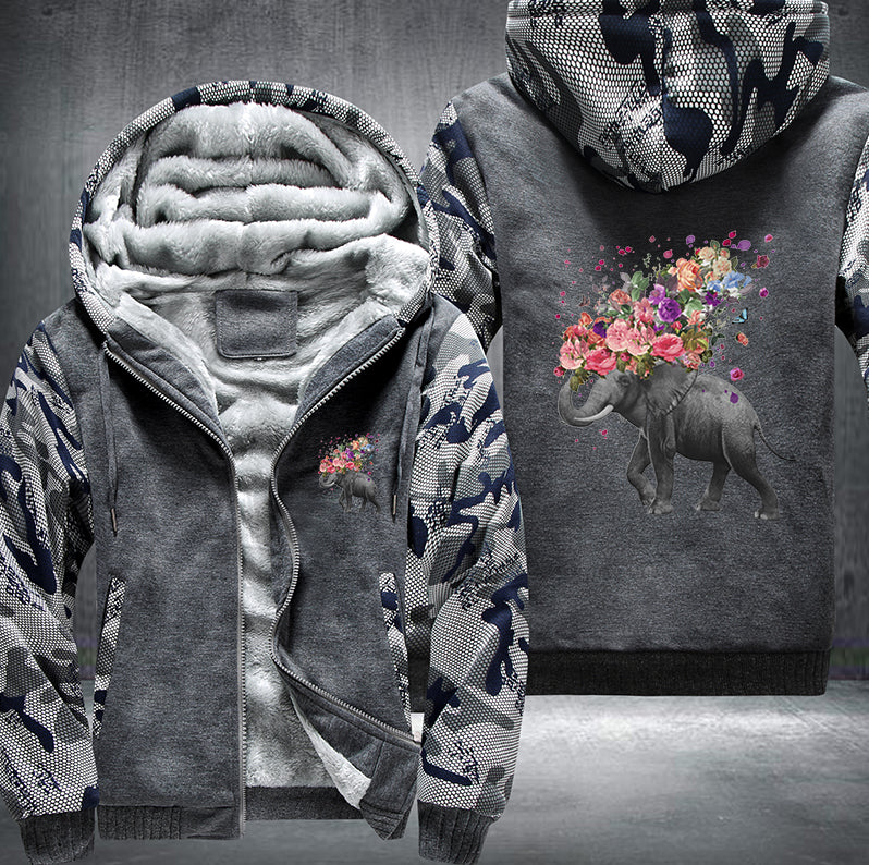 Indian elephant Flower Fleece Hoodies Jacket