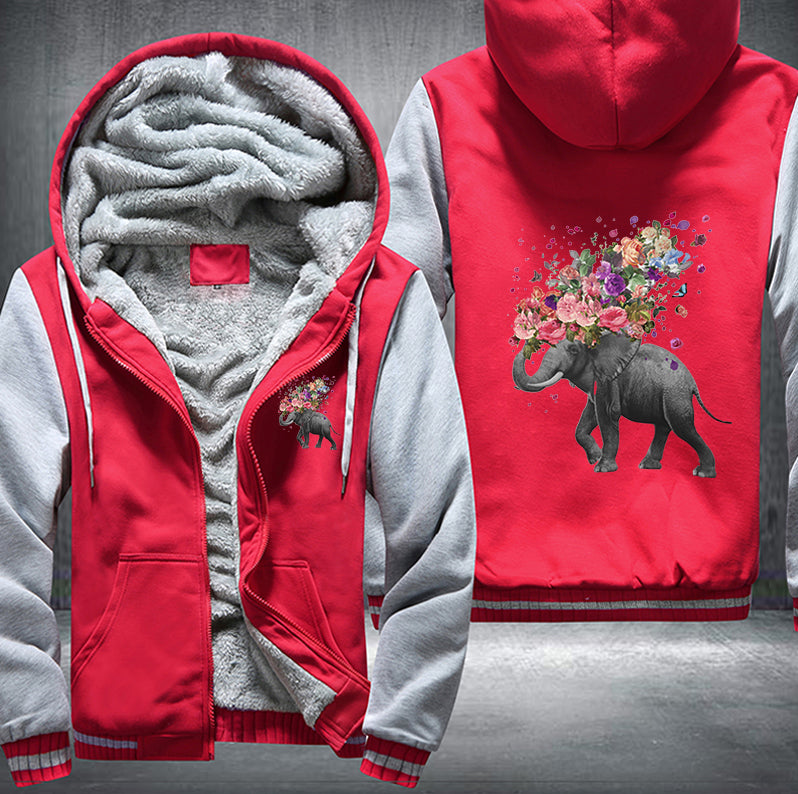 Indian elephant Flower Fleece Hoodies Jacket