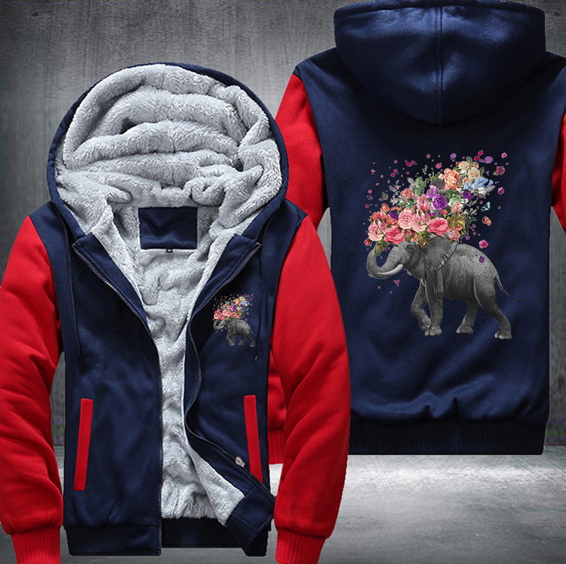 Indian elephant Flower Fleece Hoodies Jacket