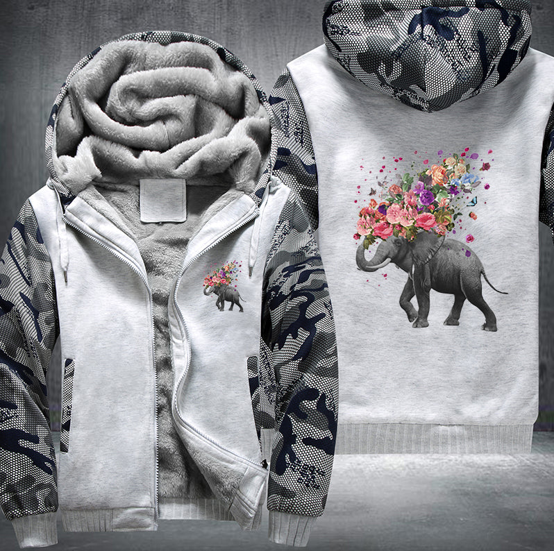 Indian elephant Flower Fleece Hoodies Jacket