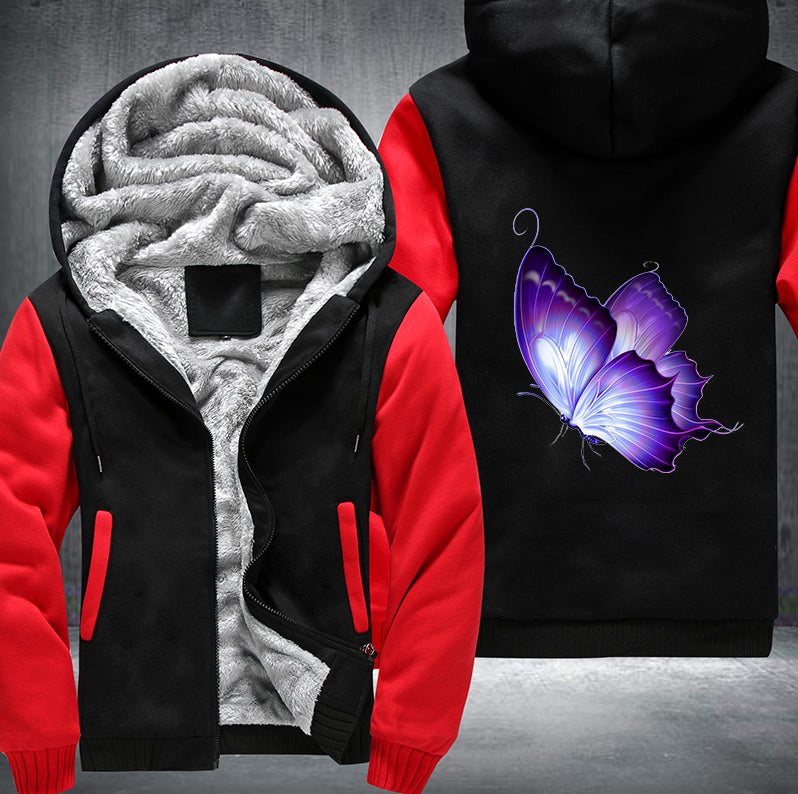 ART PURPLE BUTTERFLY Fleece Hoodies Jacket