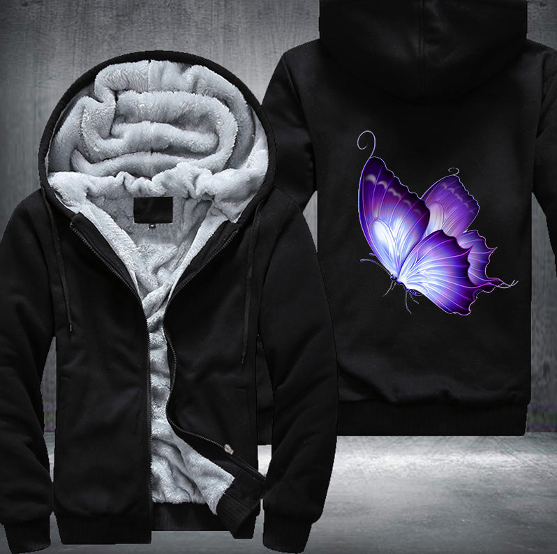 ART PURPLE BUTTERFLY Fleece Hoodies Jacket